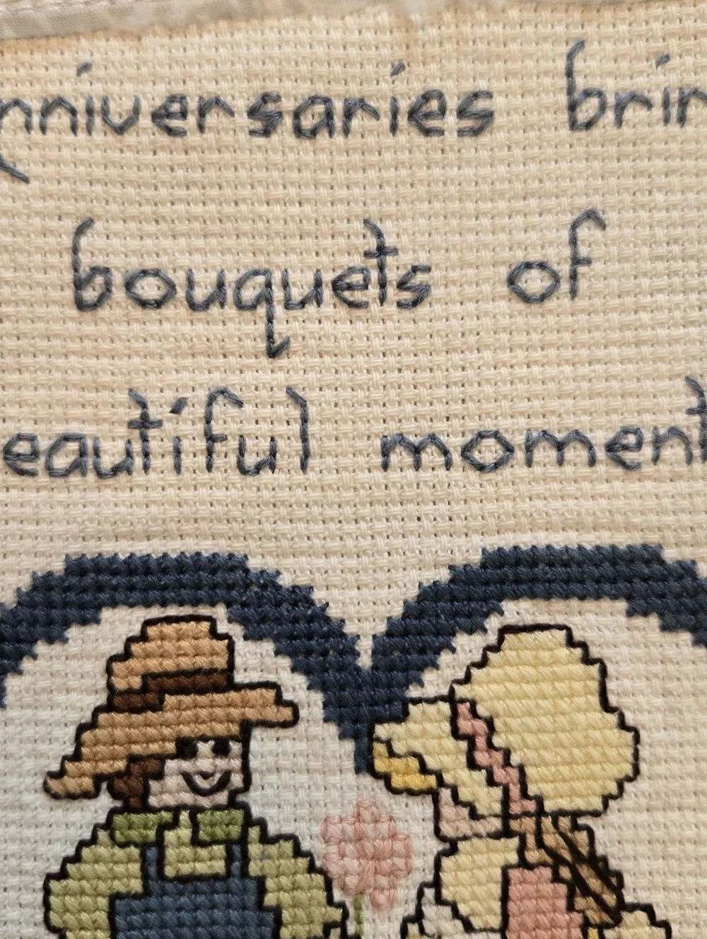 Vintage Cross Stitch Anniversary Sampler | 8x7.5